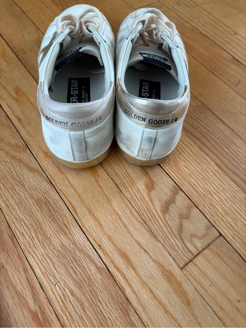 Golden Goose White and Gold Super-Star Sneaker Sz 10 - Picture 5 of 9